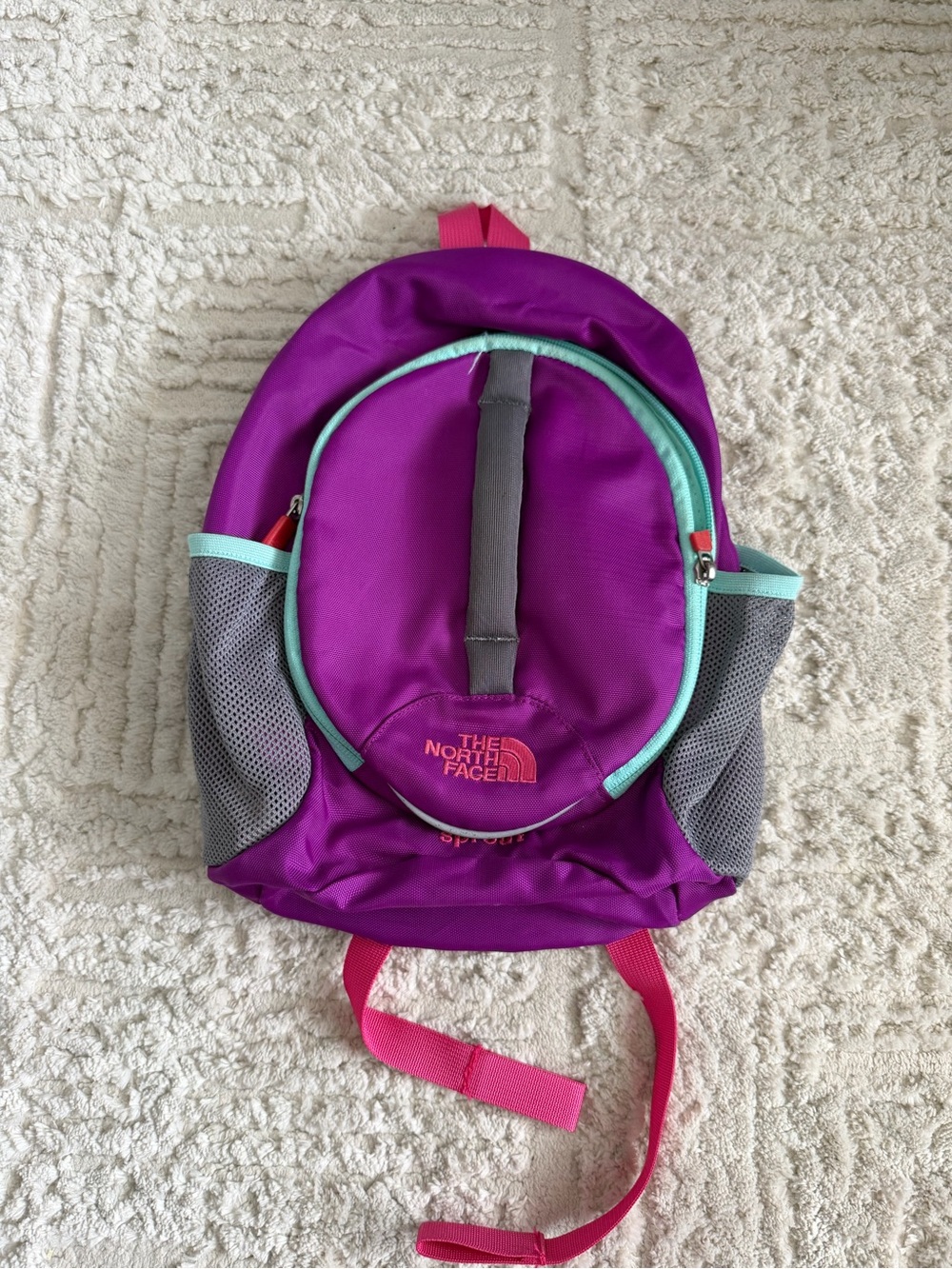 The North Face Sprout Kids Purple Backpack with Aqua Trim